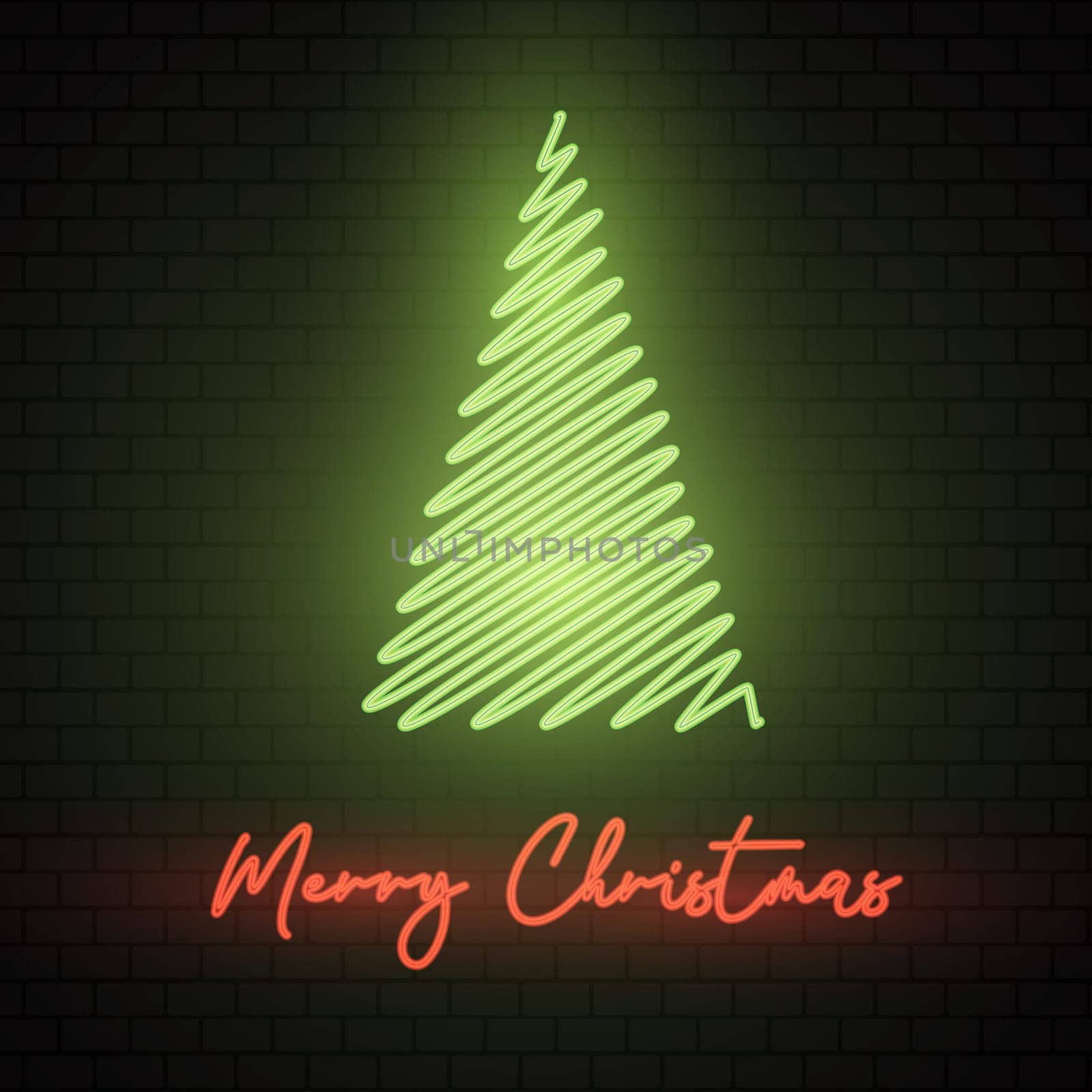 Christmas background with a neon tree design