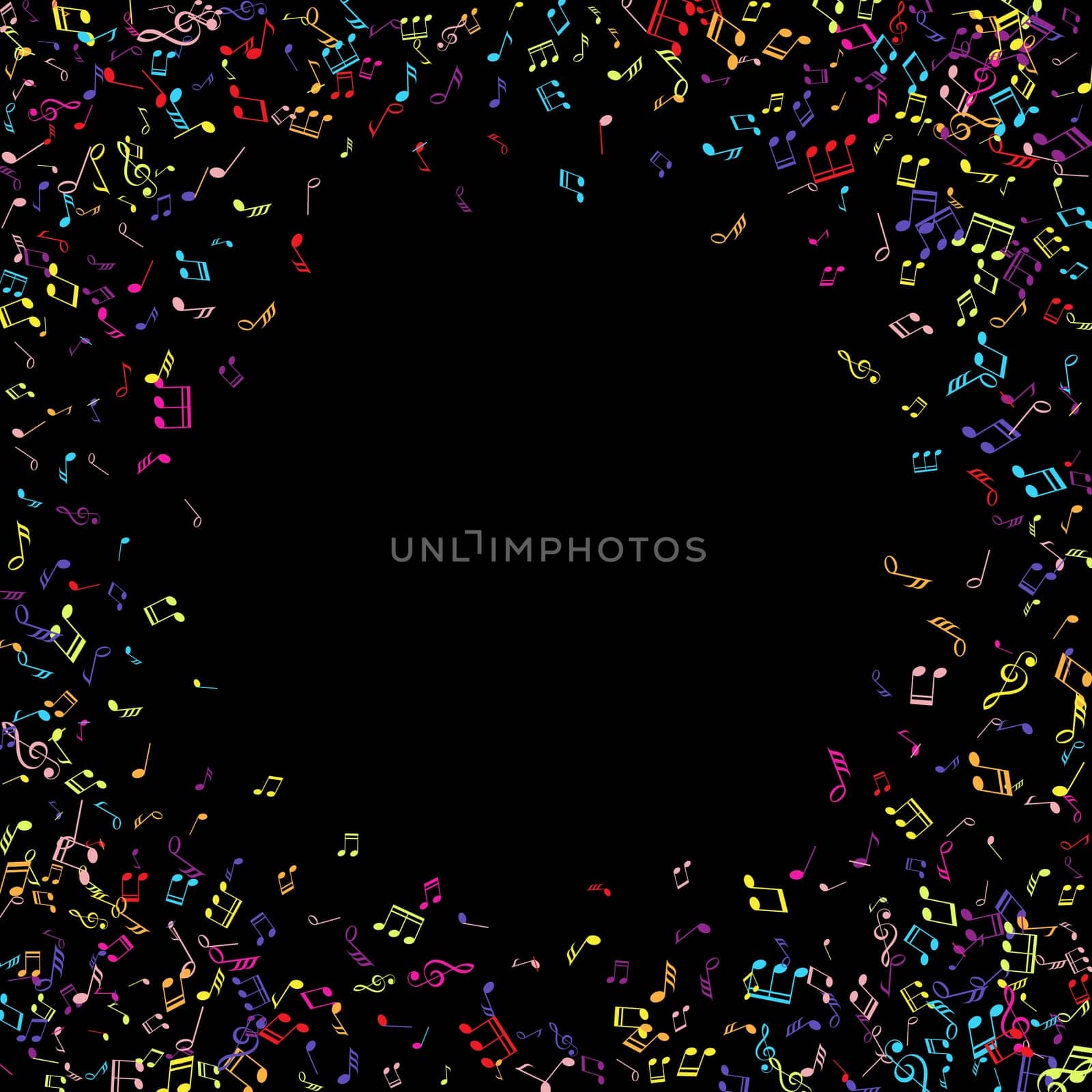 Abstract background with colourful music notes design