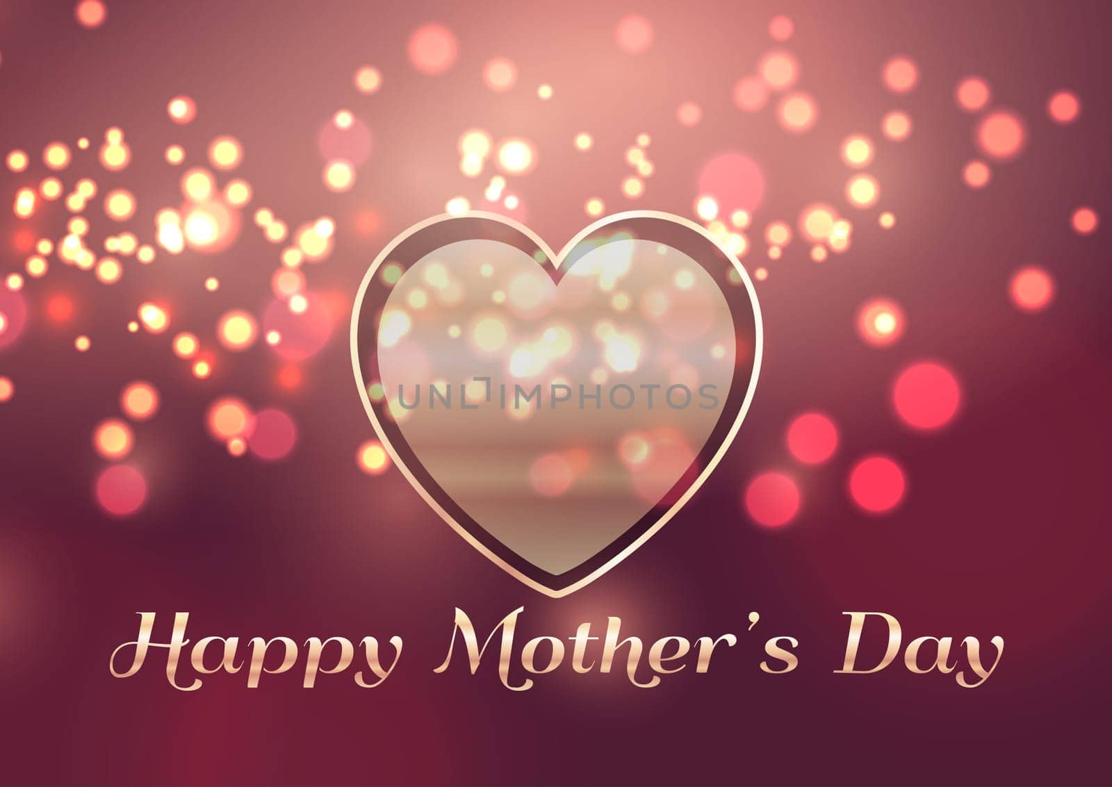 Mother's Day background with heart on bokeh lights design