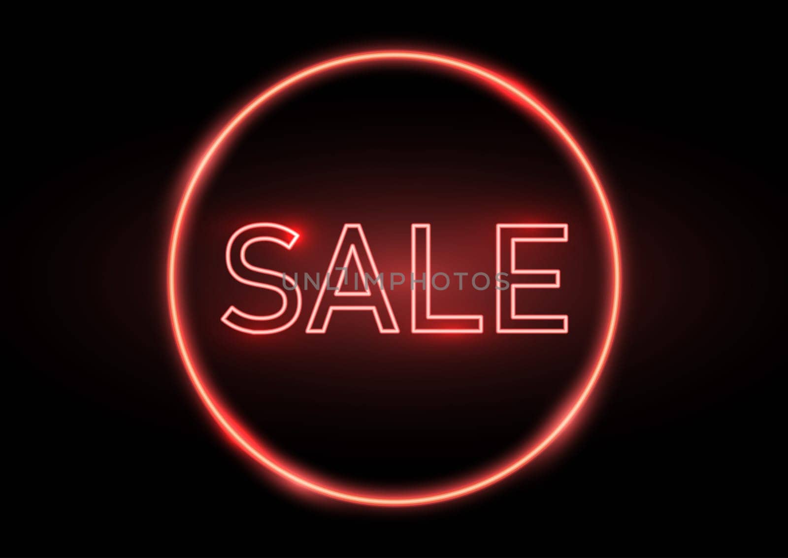 Sale sign with a glowing neon effect