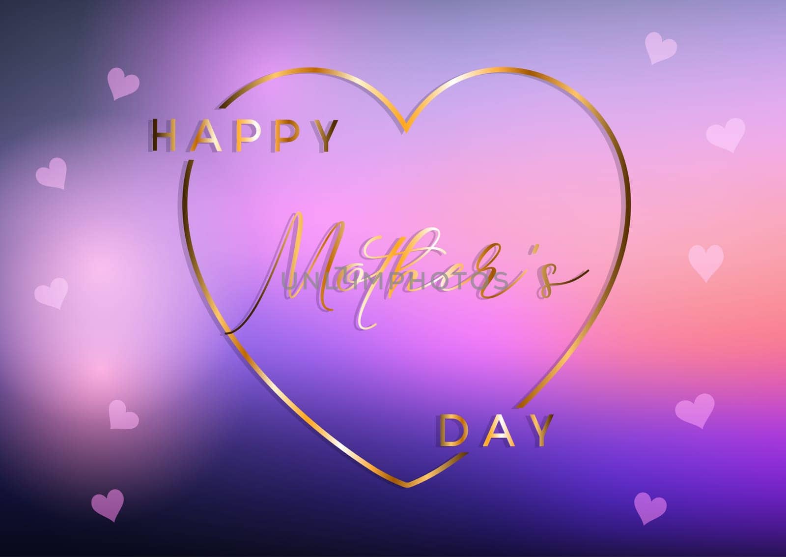 Mother's Day background with gold heart and text
