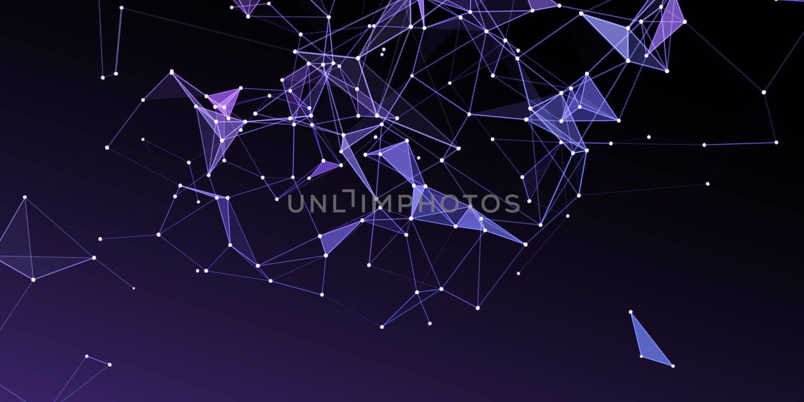 Abstract network communications banner with low poly design