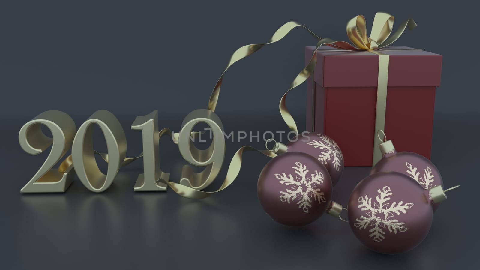 render of 3D Christmas and new year background
