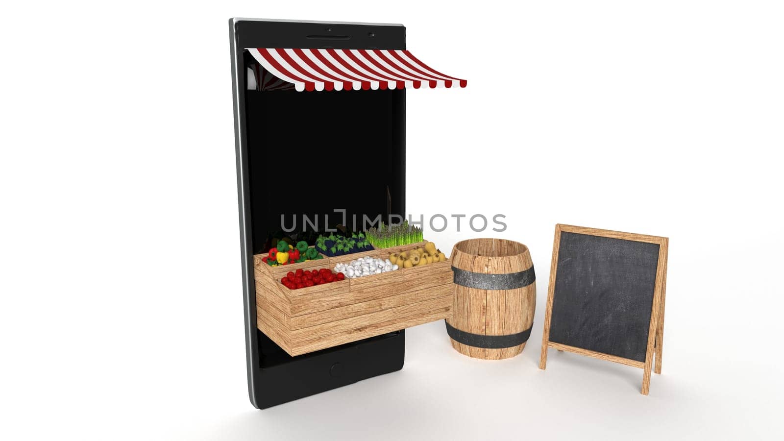 3D Render of Shopping Online on Website or Mobile Application Concept Marketing and Digital marketing