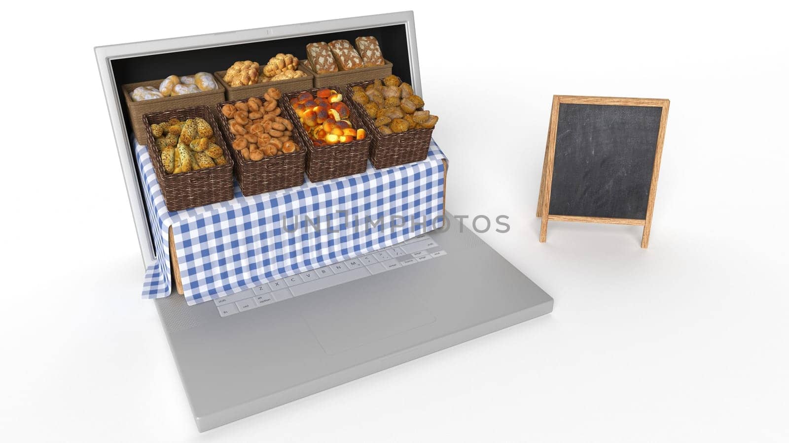 3D Render of Shopping Online on Website or Mobile Application Concept Marketing and Digital marketing