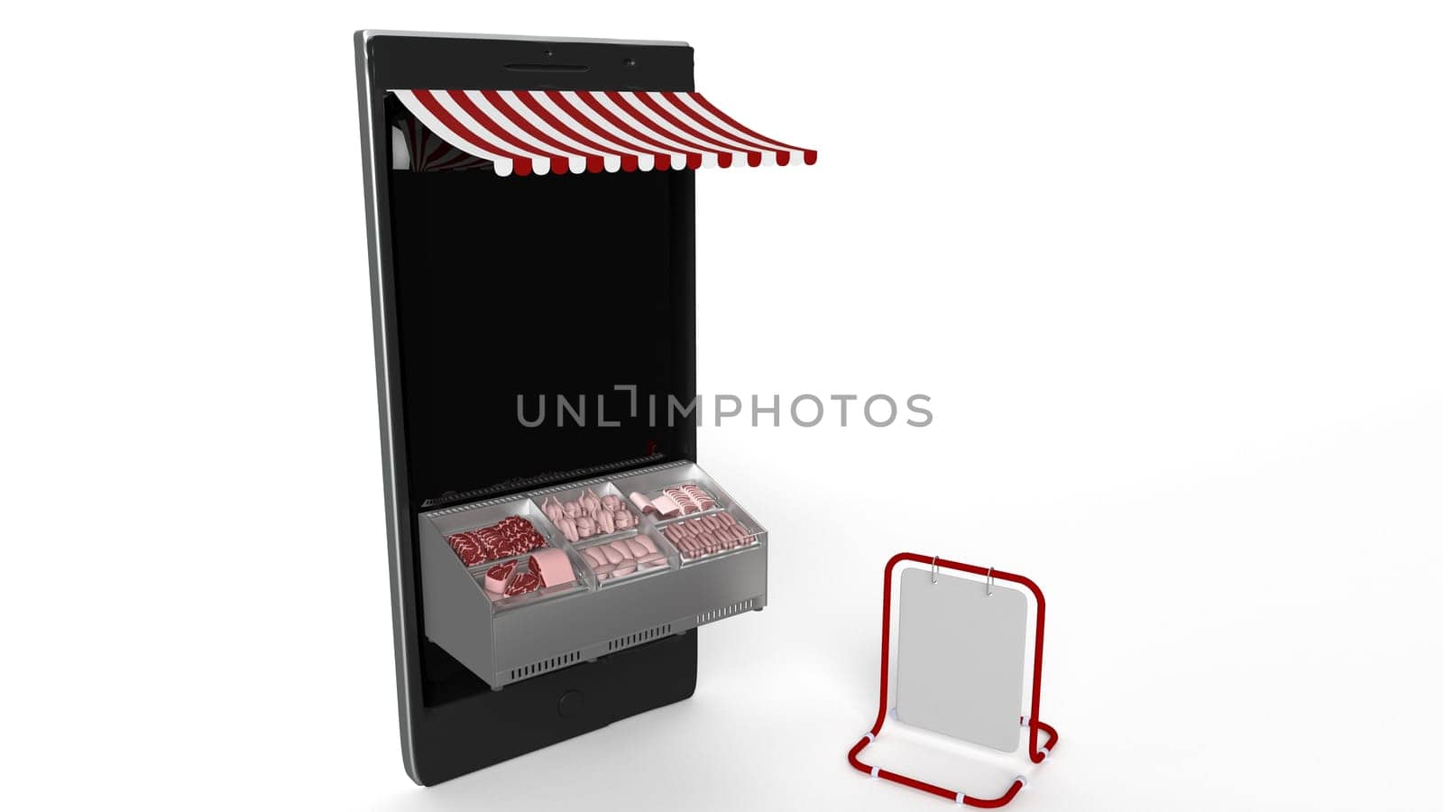 3D Render of Shopping Online on Website or Mobile Application Concept Marketing and Digital marketing