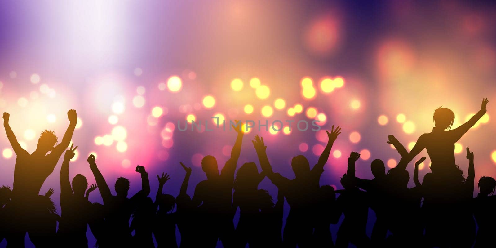 Party banner design with silhouettes of people dancing