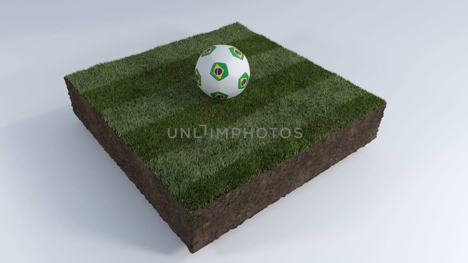 3D Render of Soccer Ball on Grass Patch