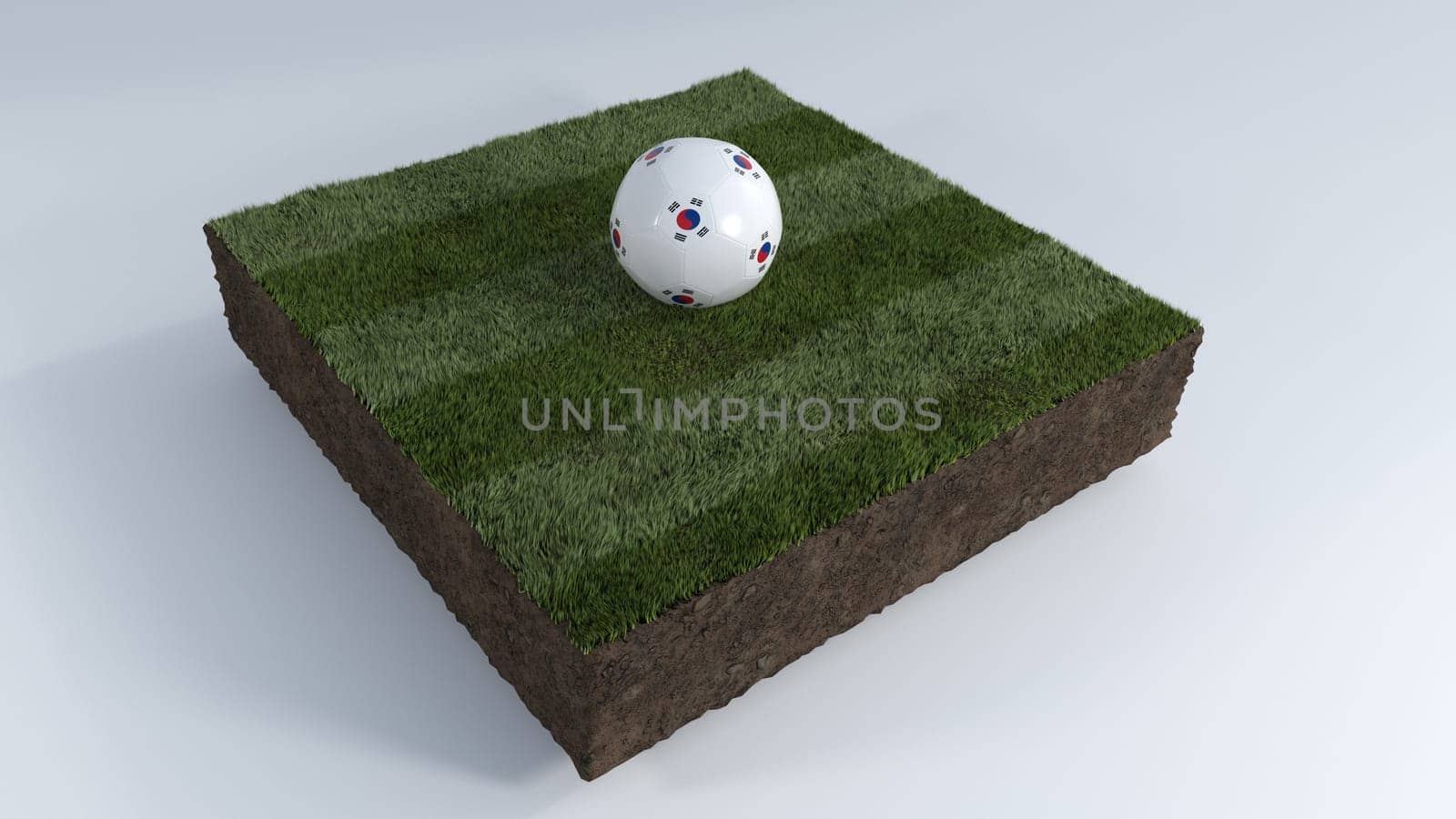 3D Render of Soccer Ball on Grass Patch