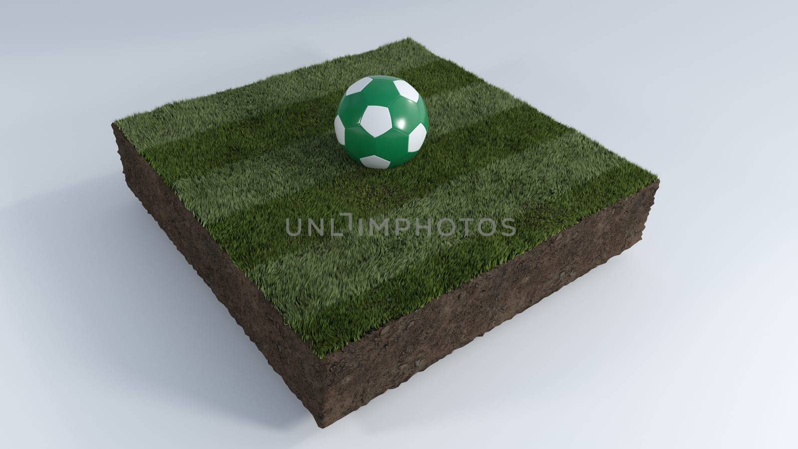 3D Render of Soccer Ball on Grass Patch