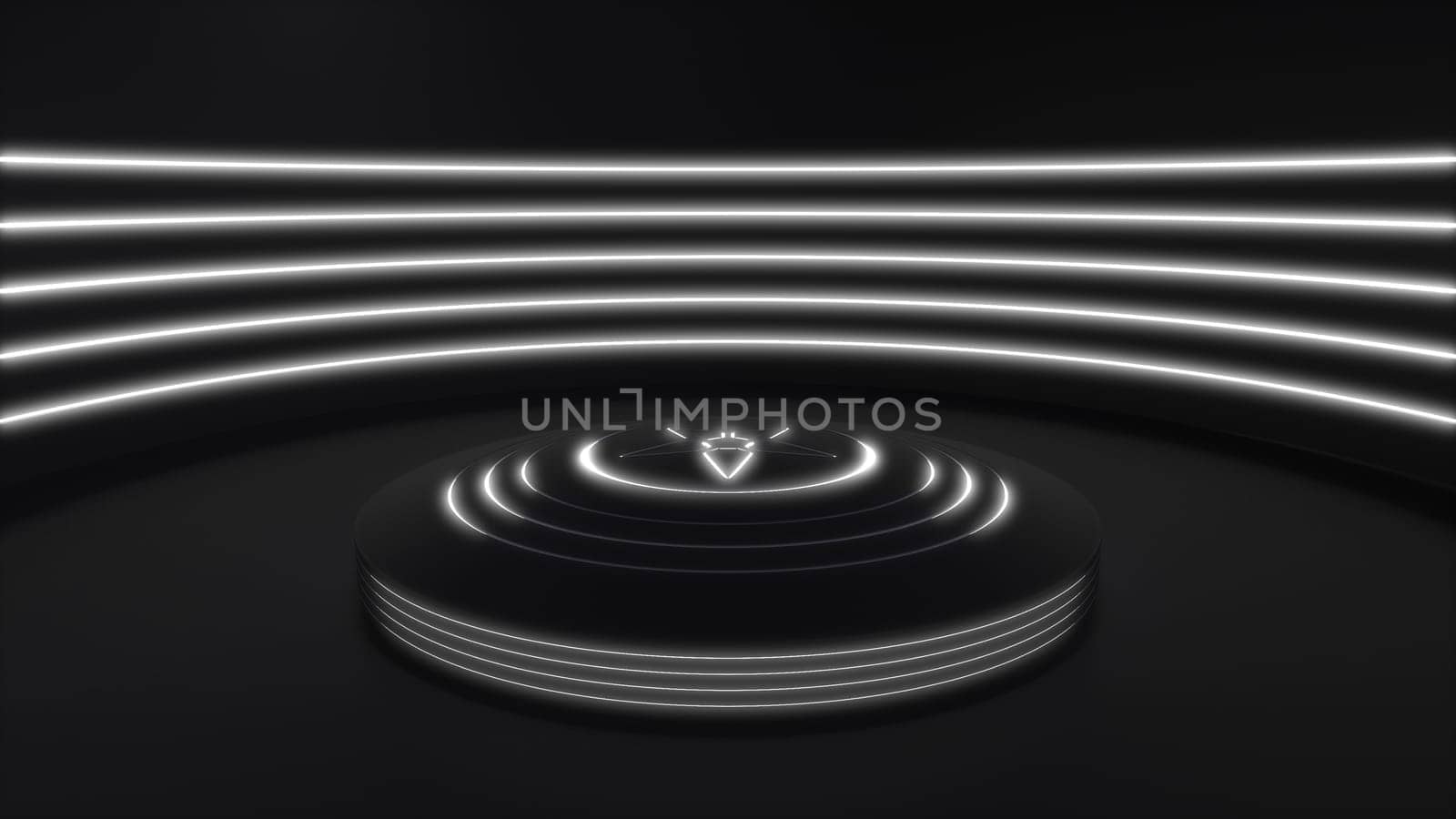 3D Render of Futuristic pedestal for display. Blank podium for product.