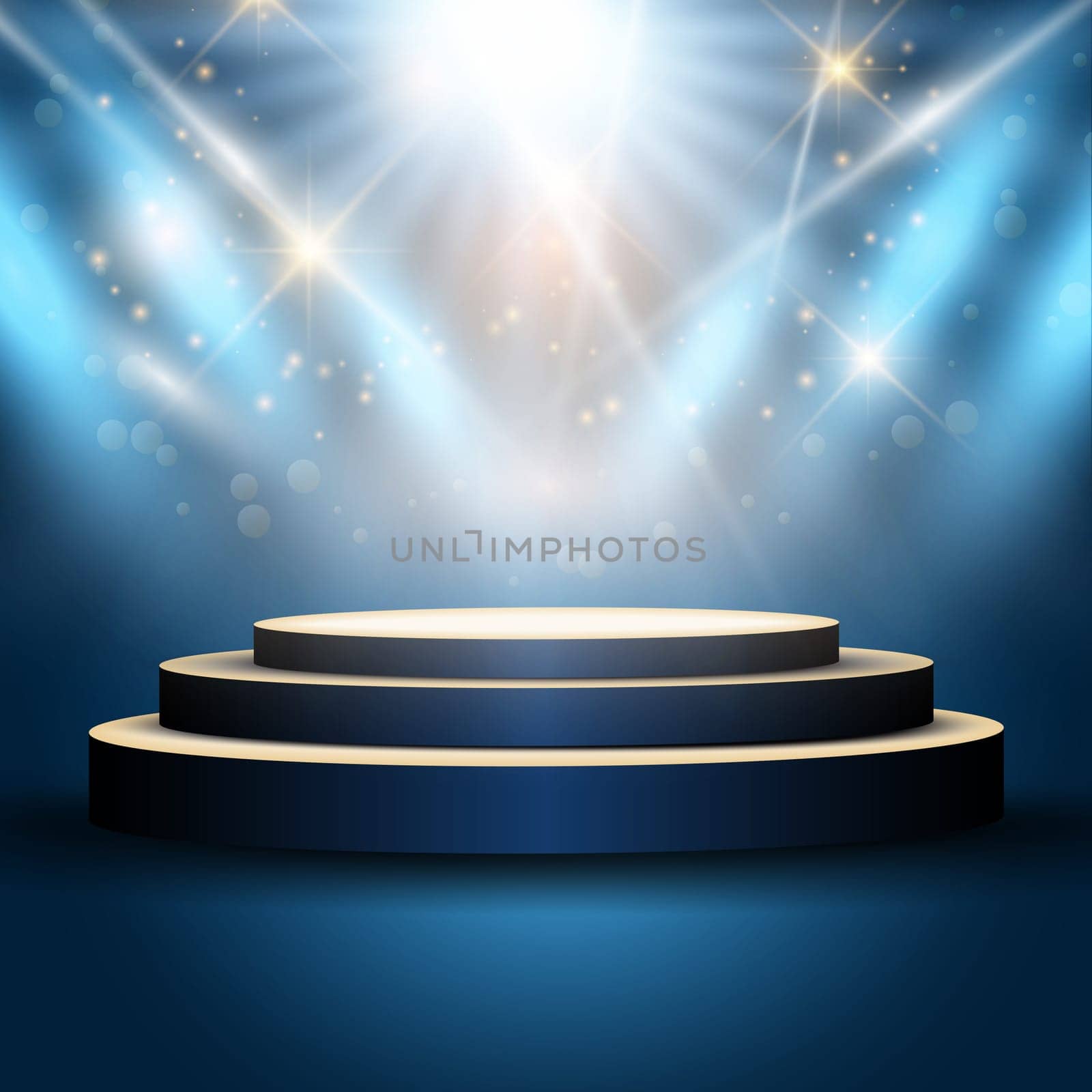Illustration of an empty podium under spotlights