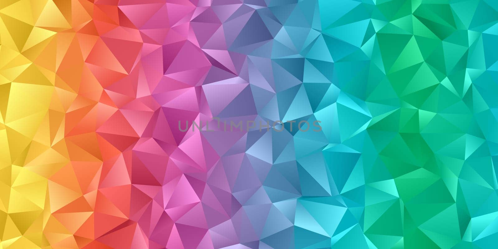 Banner with a low poly rainbow coloured design