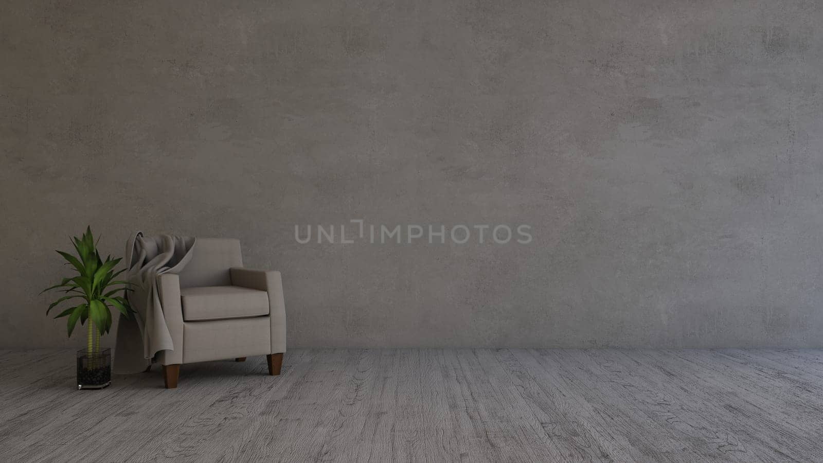 Render of 3D contemporary Living Room Interior and modern furniture