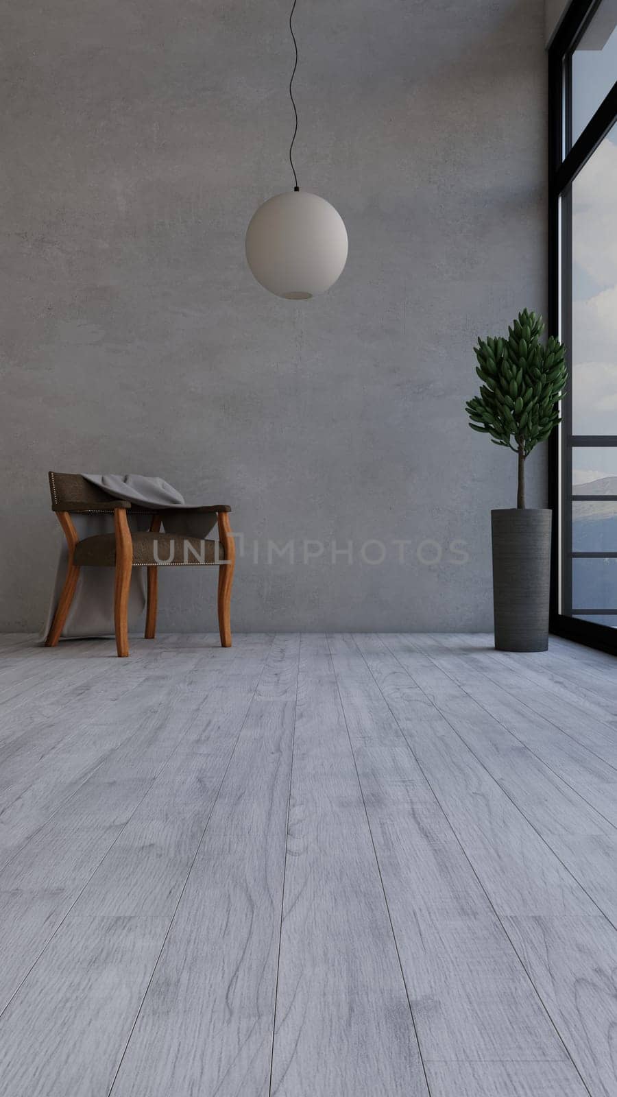 Render of 3D contemporary Living Room Interior and modern furniture