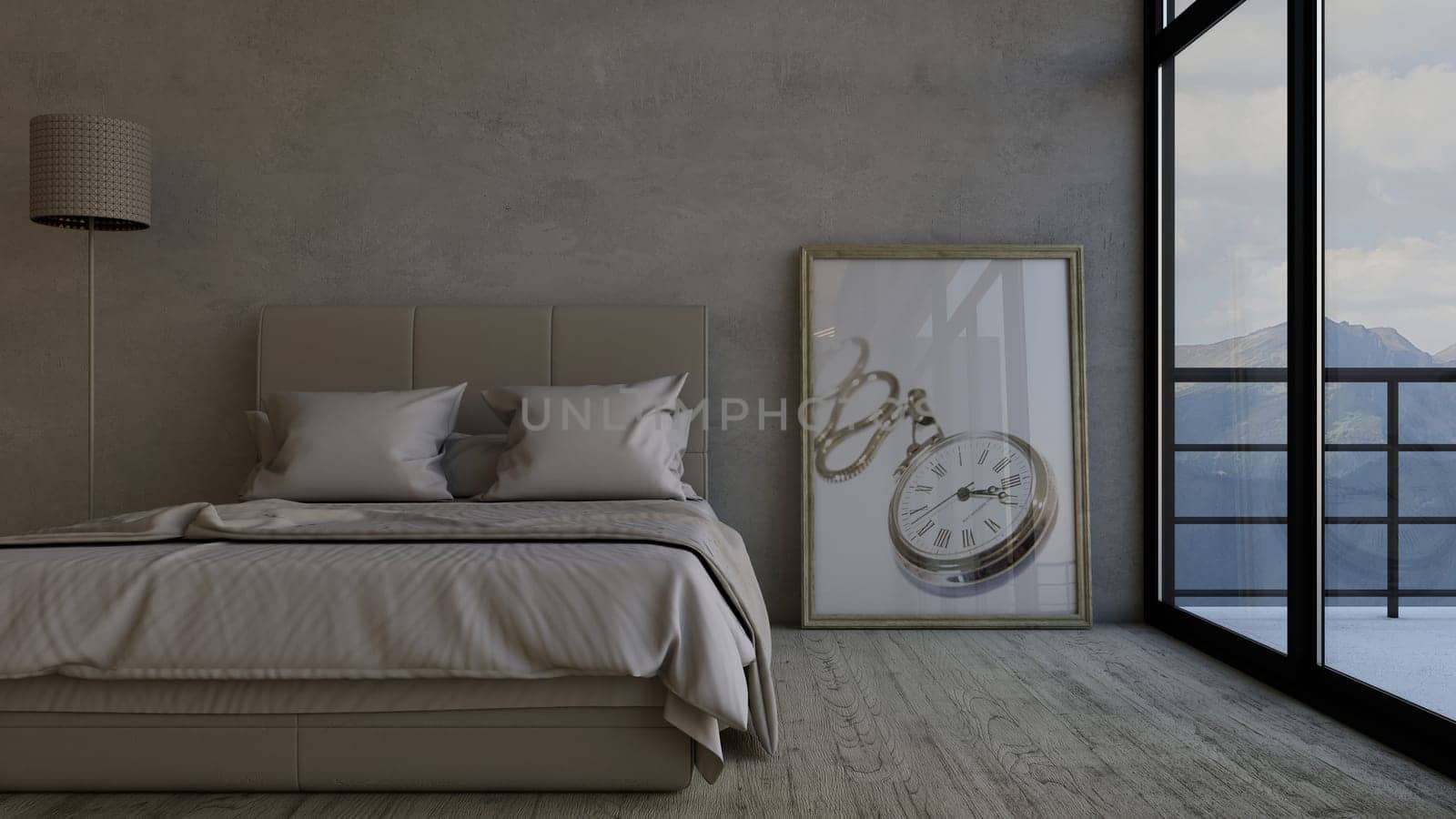 Render of 3D Contemporary Bedroom Interior