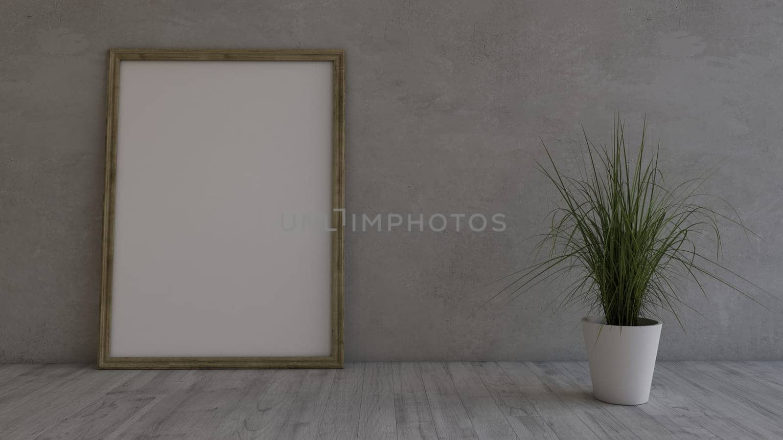 Render of 3D Contemporary Empty Room and picture frame