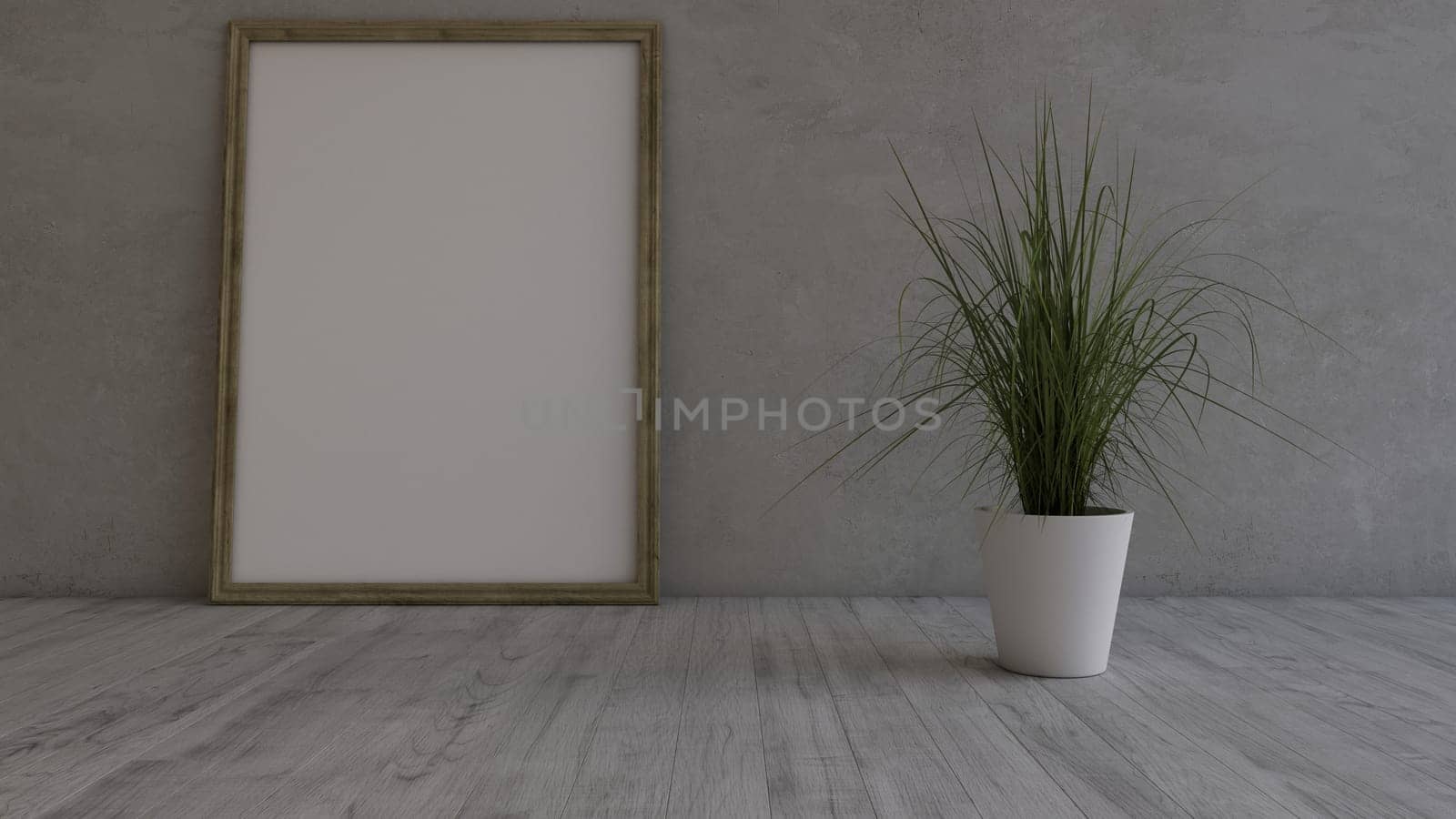 Render of 3D Contemporary Empty Room and picture frame