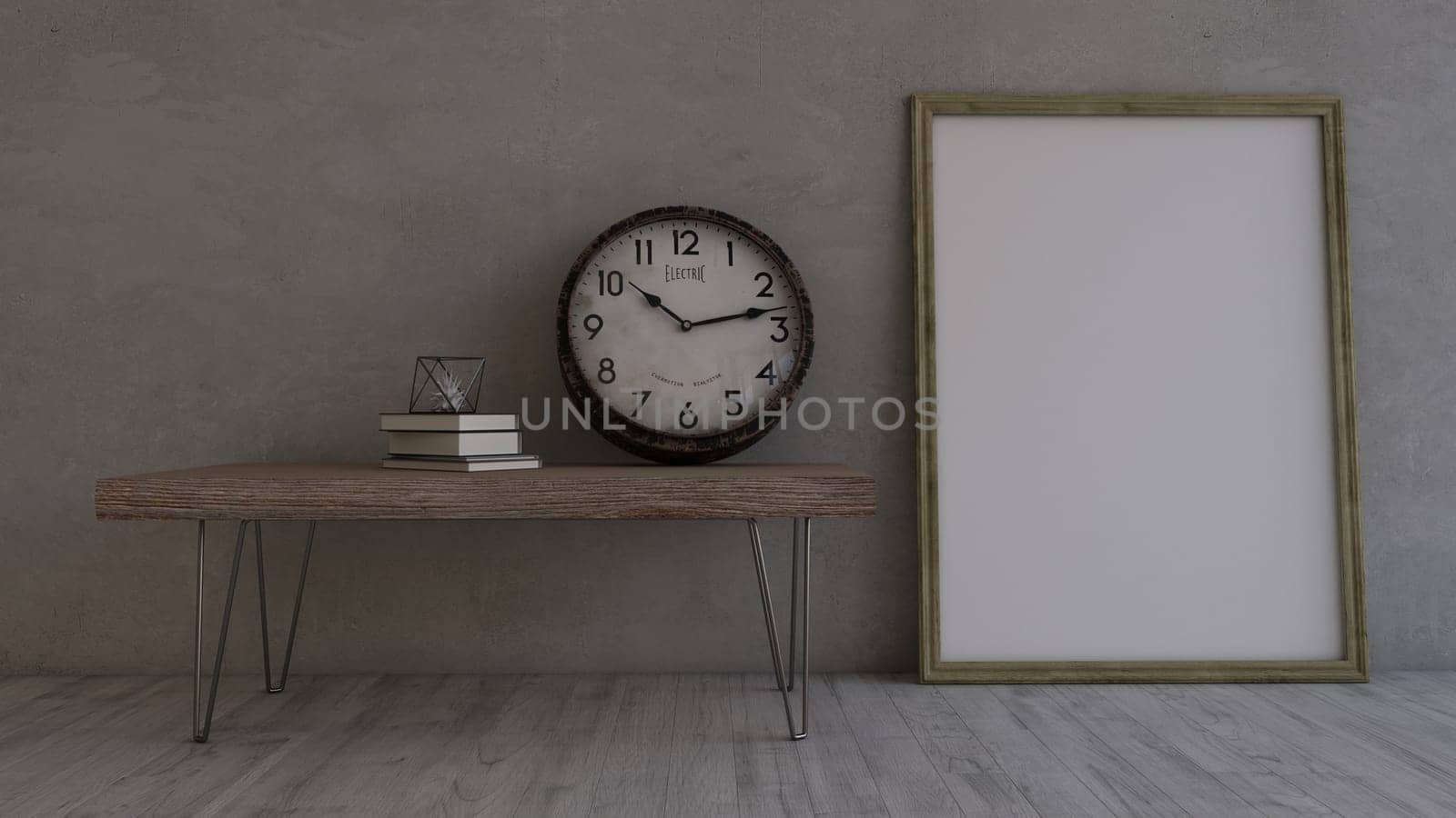 Render of 3D Contemporary Empty Room and picture frame