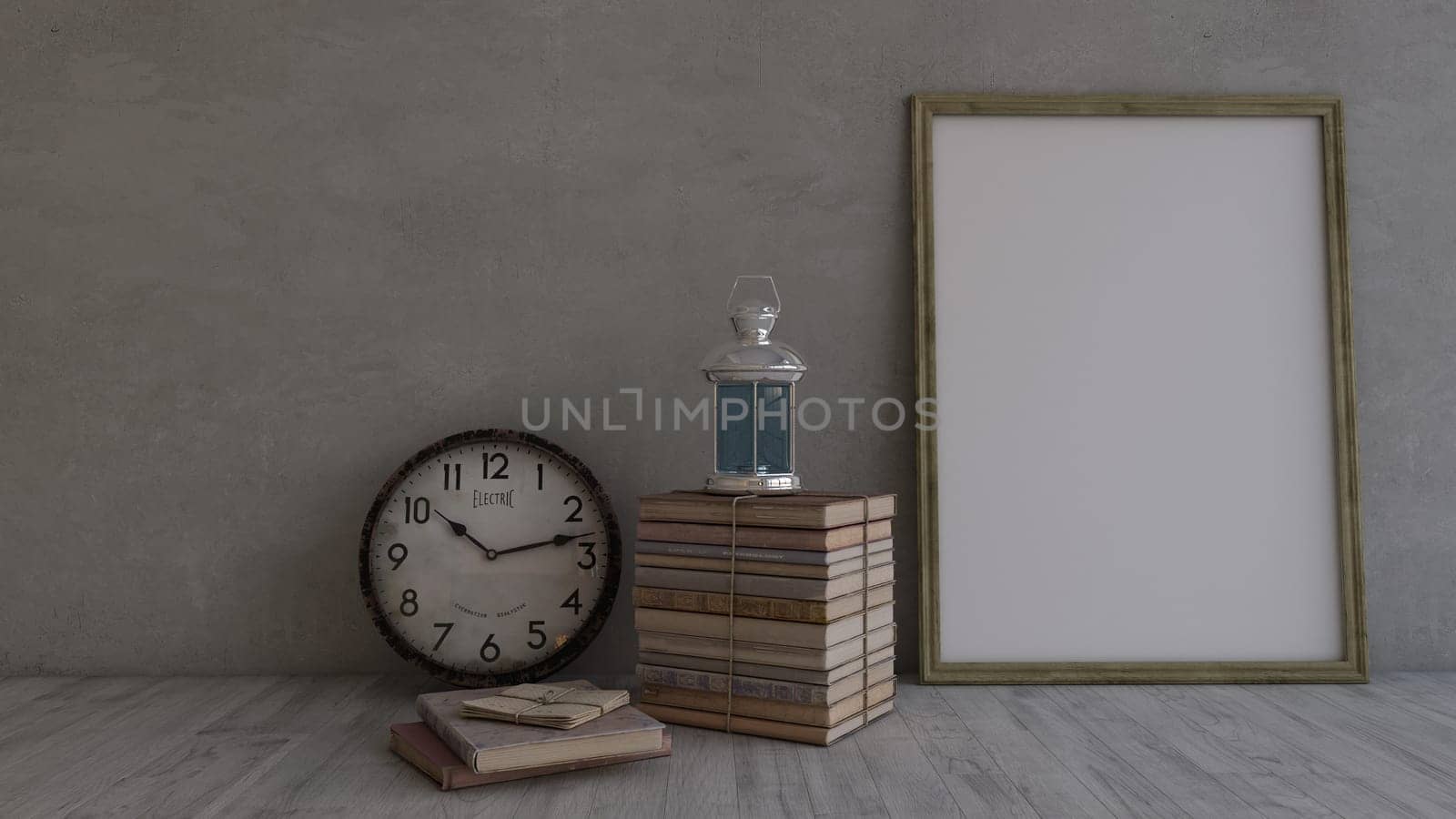 Render of 3D Contemporary Empty Room and picture frame