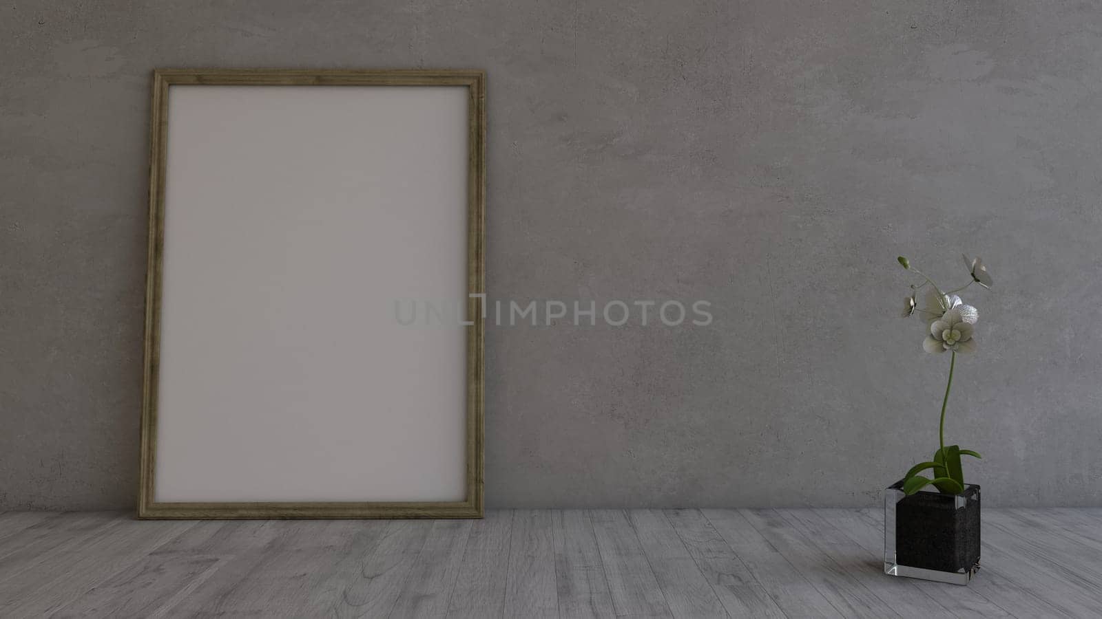 Render of 3D Contemporary Empty Room and picture frame