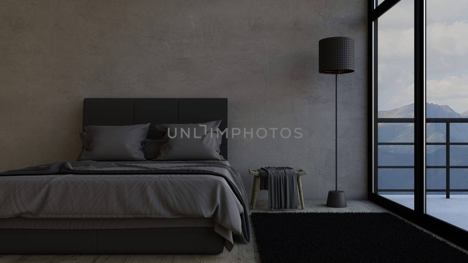 Render of 3D Contemporary Bedroom Interior