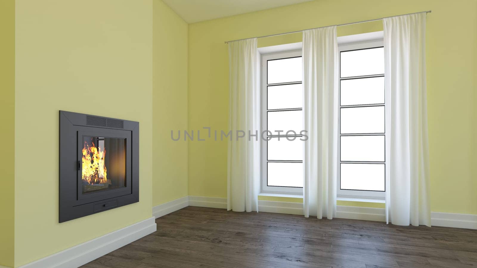 Render of 3D Contemporary Empty Room