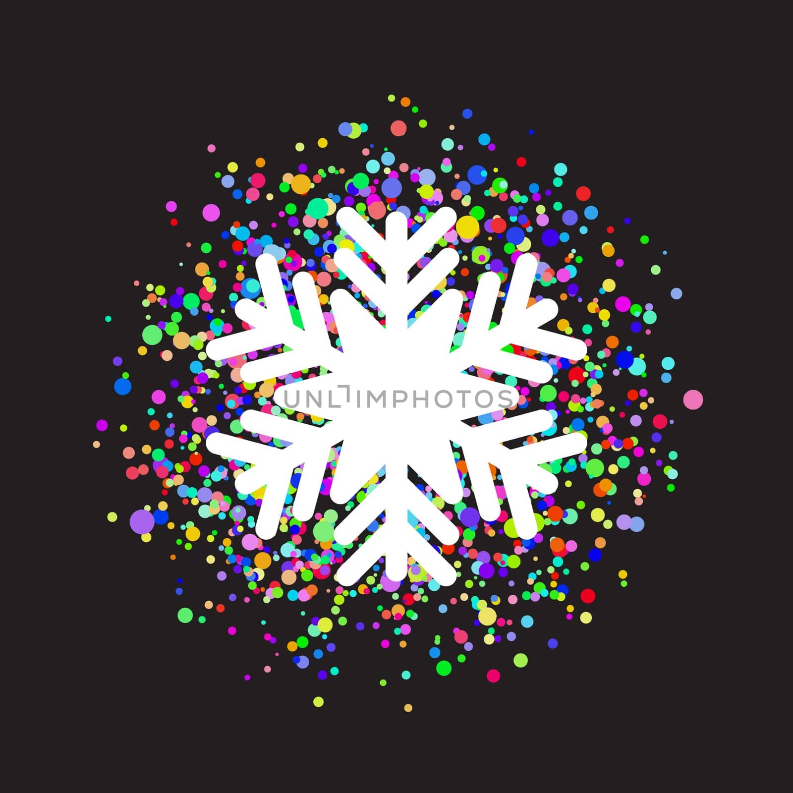 Christmas background with snowflake on colourful confetti design