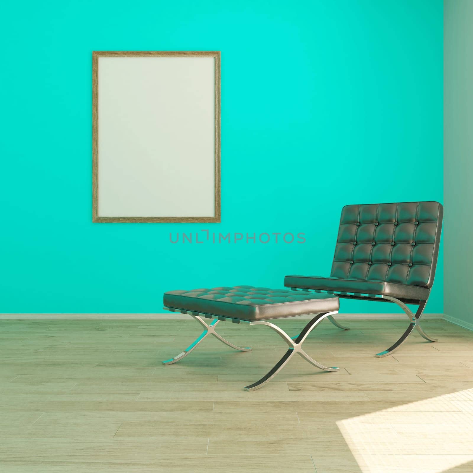 Render of 3D contemporary Living Room Interior and modern furniture
