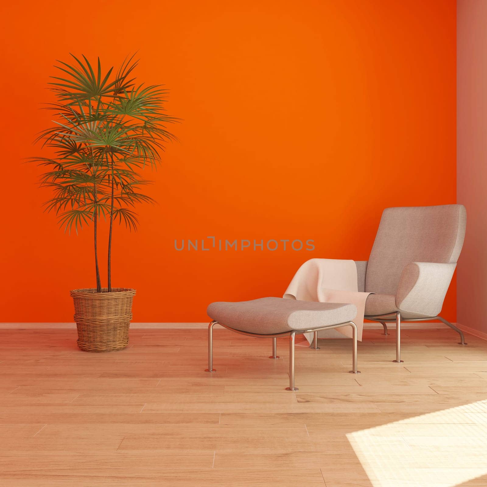 Render of 3D contemporary Living Room Interior and modern furniture