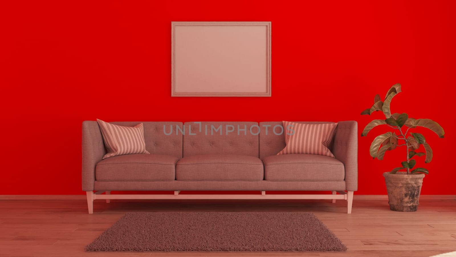 Render of 3D contemporary Living Room Interior and modern furniture