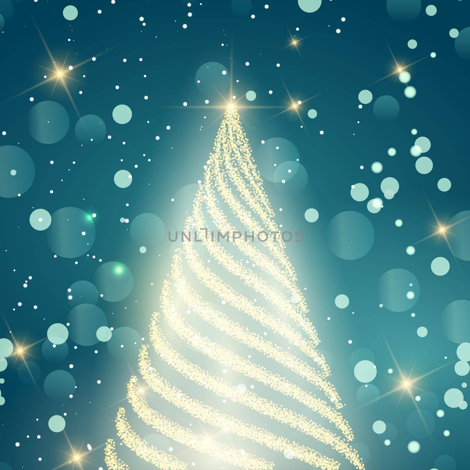 Christmas background with gold sparkle tree