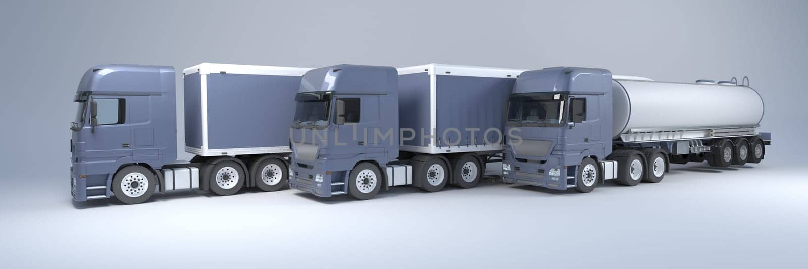 3D Render of a Cargo Delivery Vehicle Fleet