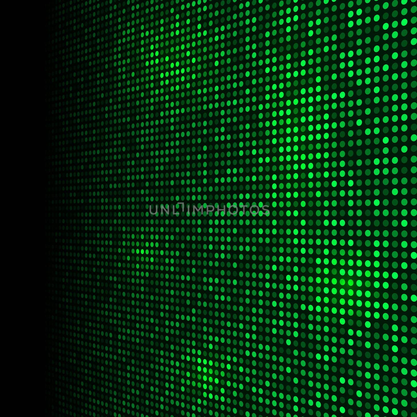 Modern techno background with a glowing green dots design
