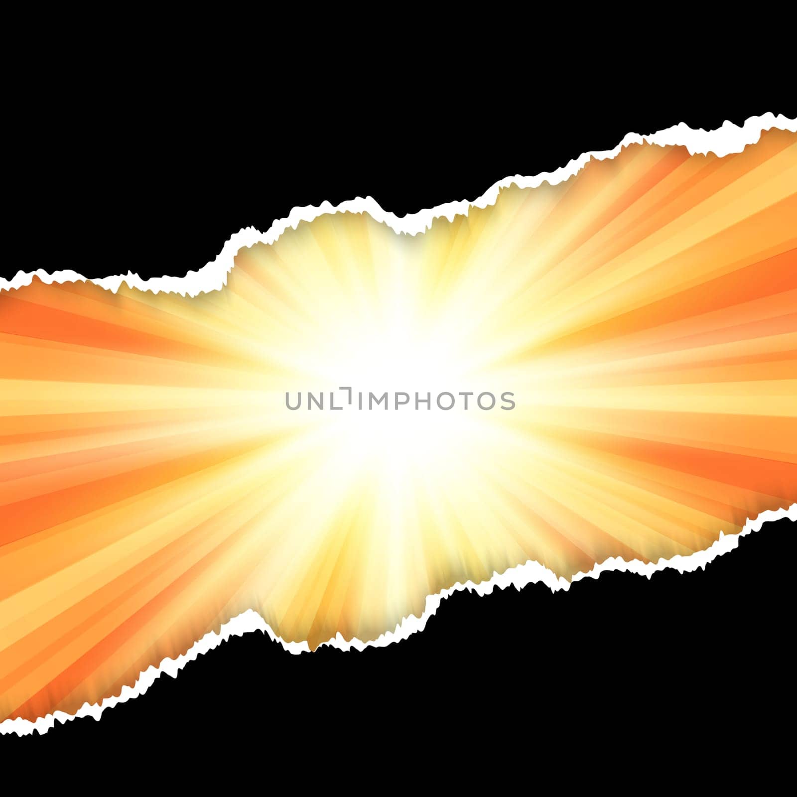 Torn paper design on a starburst background
