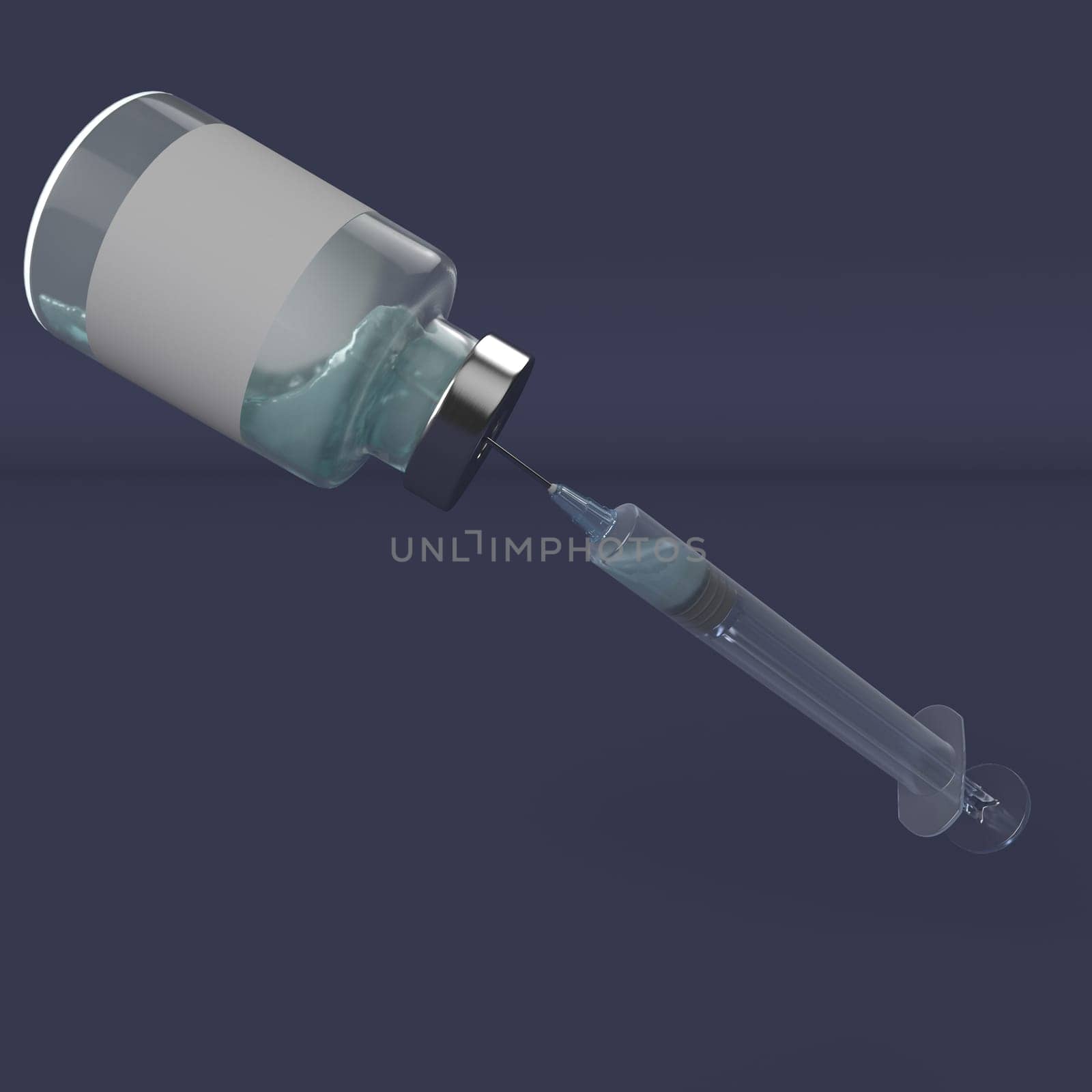 3d render of Covid 19 vaccination and syringe
