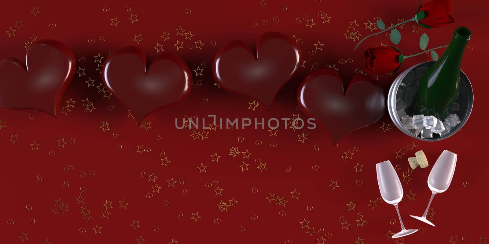 3d Render of Valentines heart background