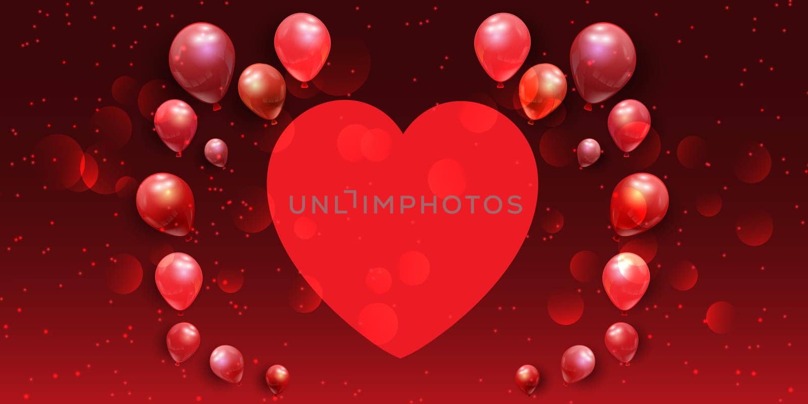 Valentine's Day banner with heart and balloons design