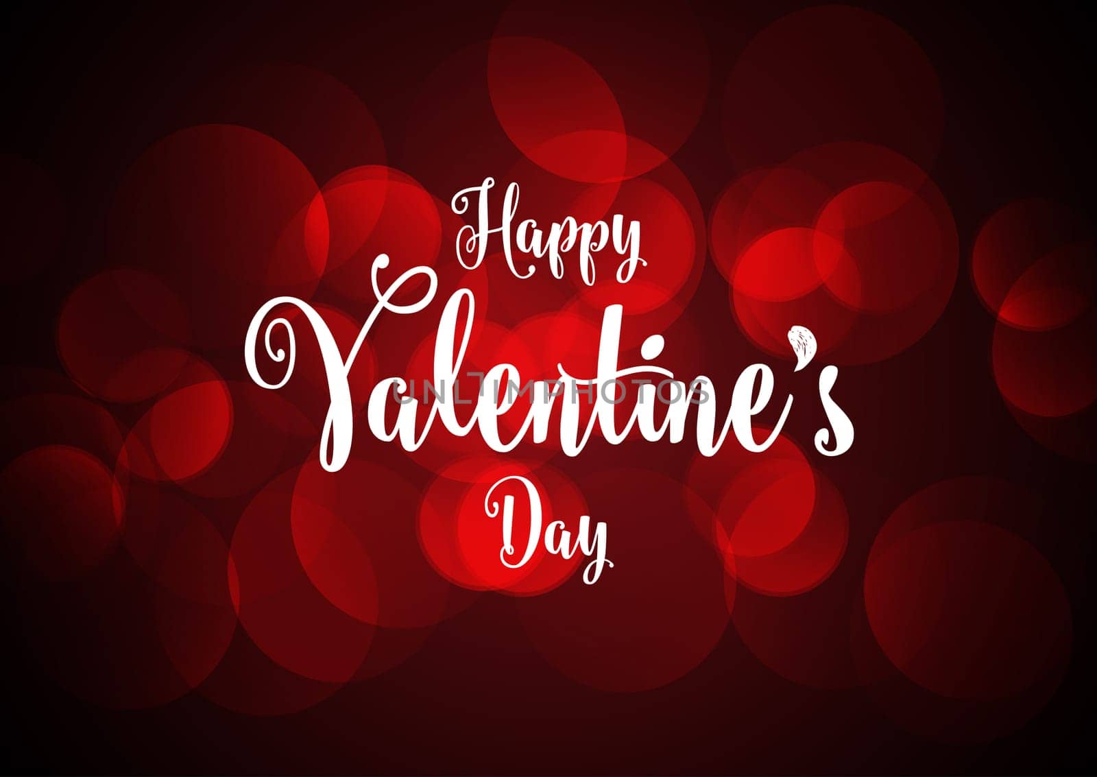 Valentine's Day background with decorative text on bokeh lights