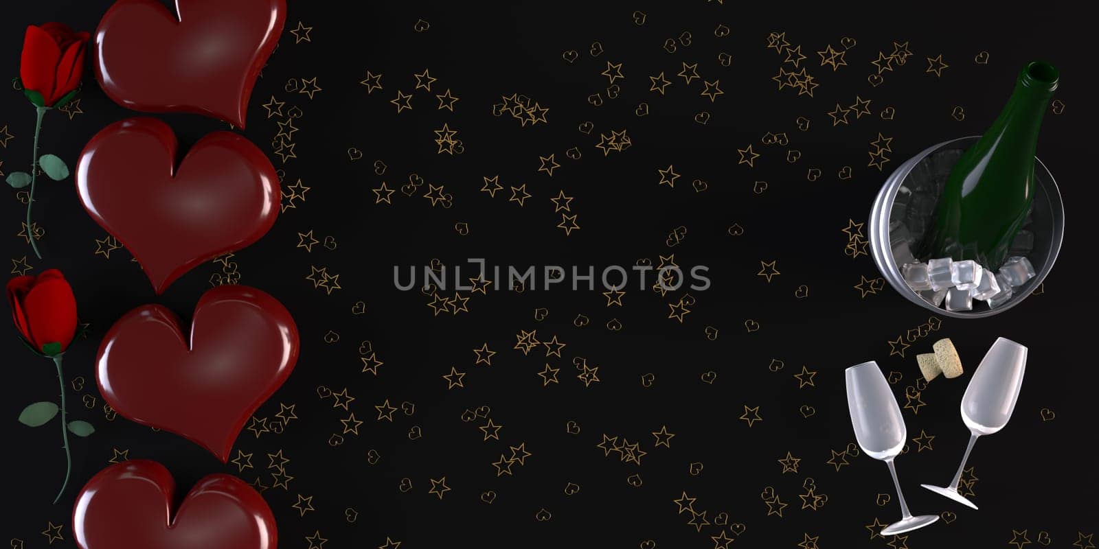 3d Render of Valentines heart background
