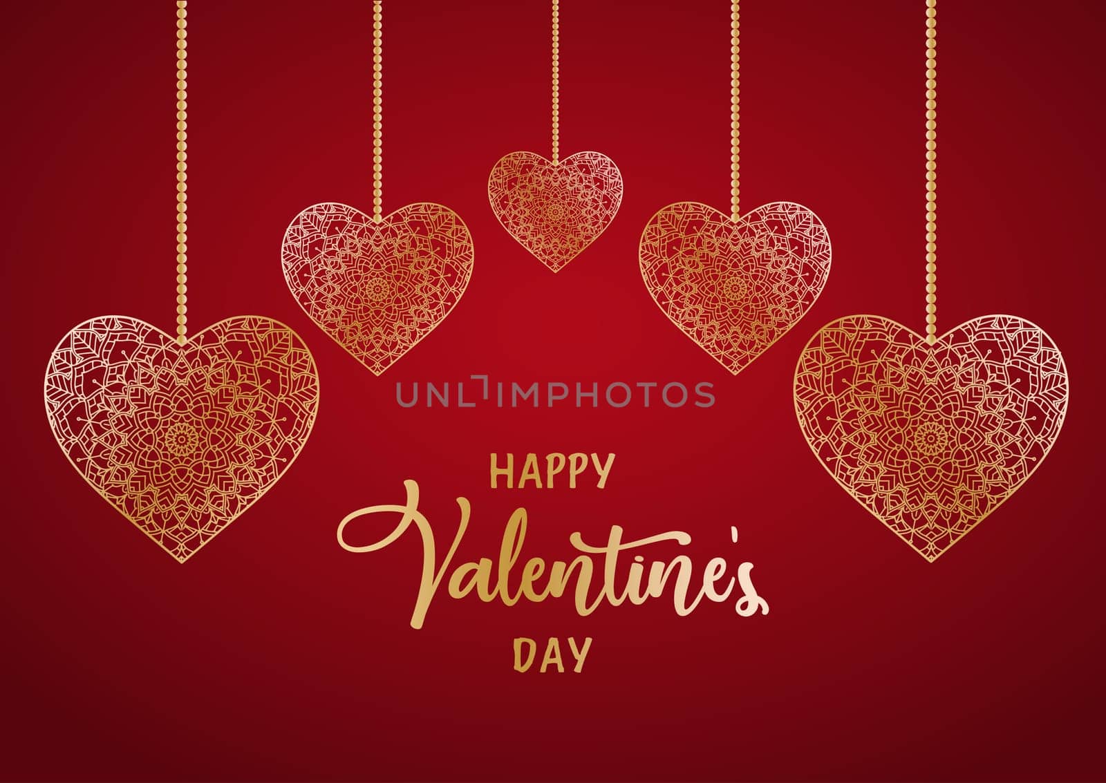 Valentine's Day background with decorative hanging hearts
