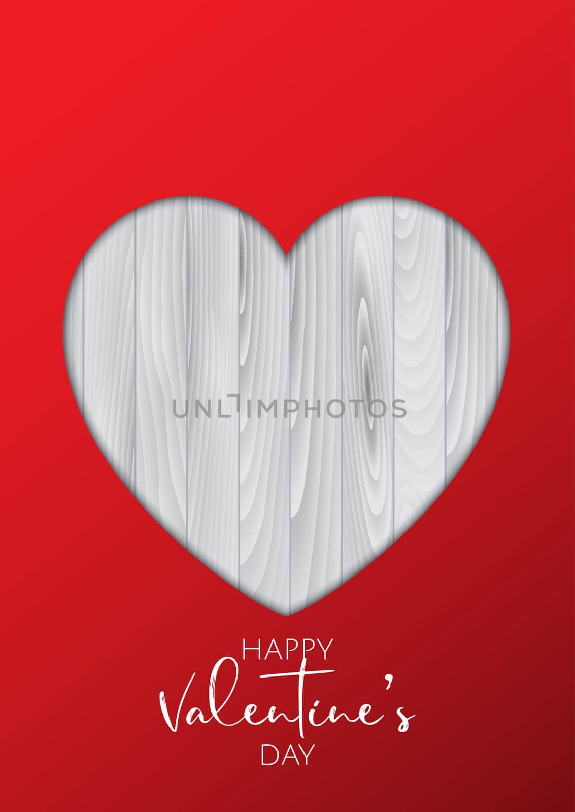 Valentines Day background with cutout heart on a wooden texture