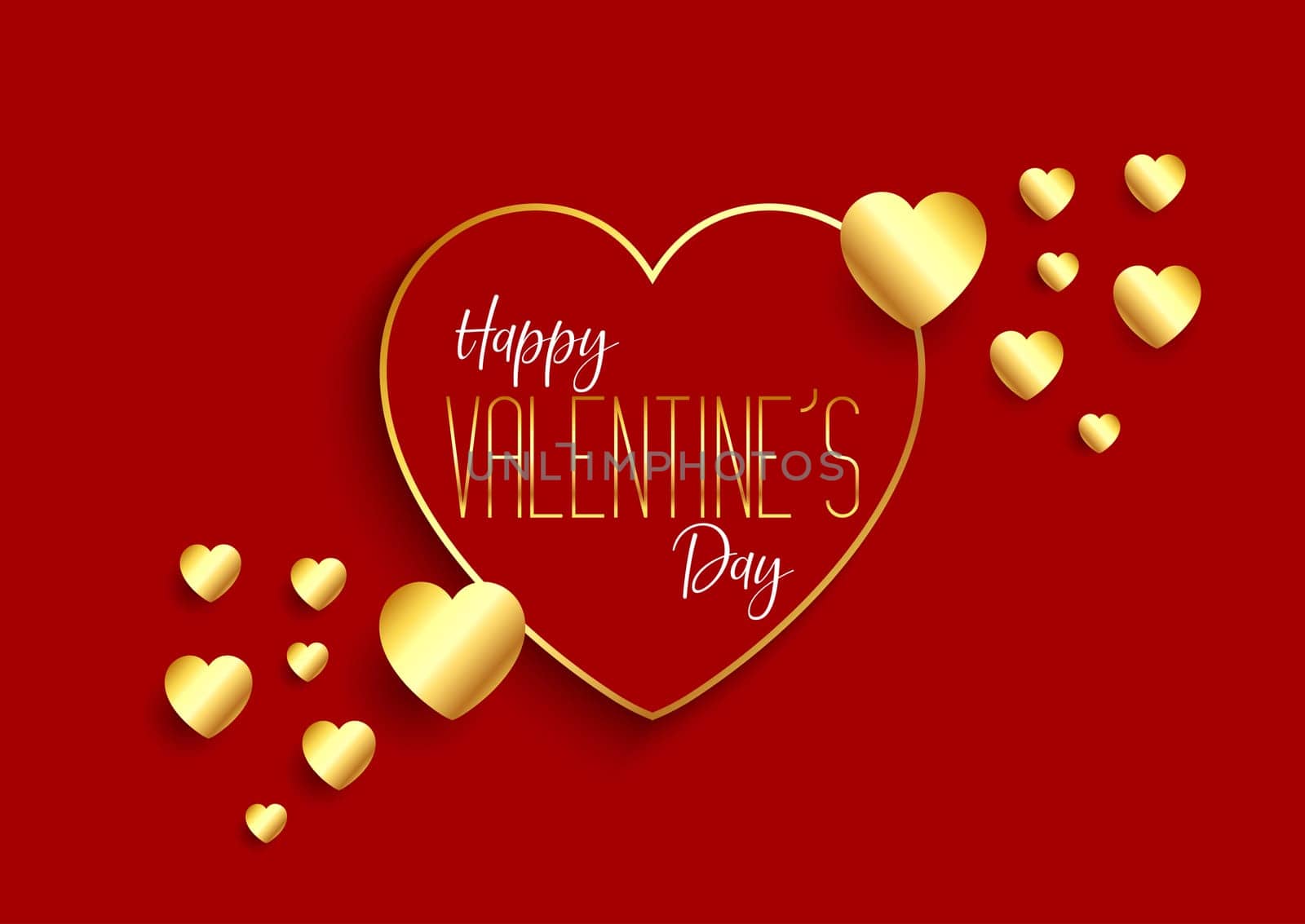 Valentine's Day background with gold hearts design
