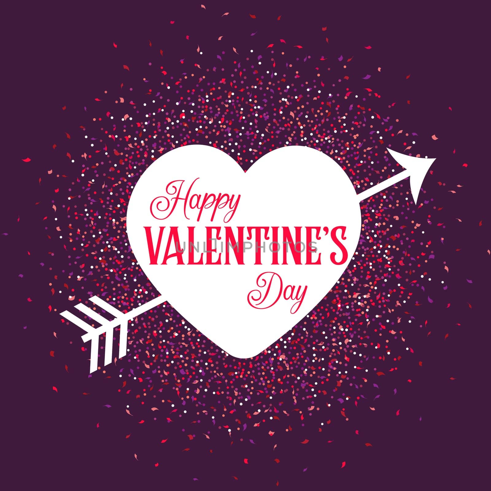 Valentine's Day background with heart and arrow on confetti design