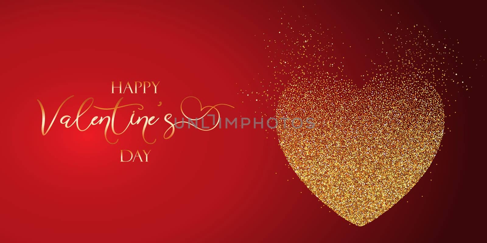 Valentine's Day banner with a glittery heart design