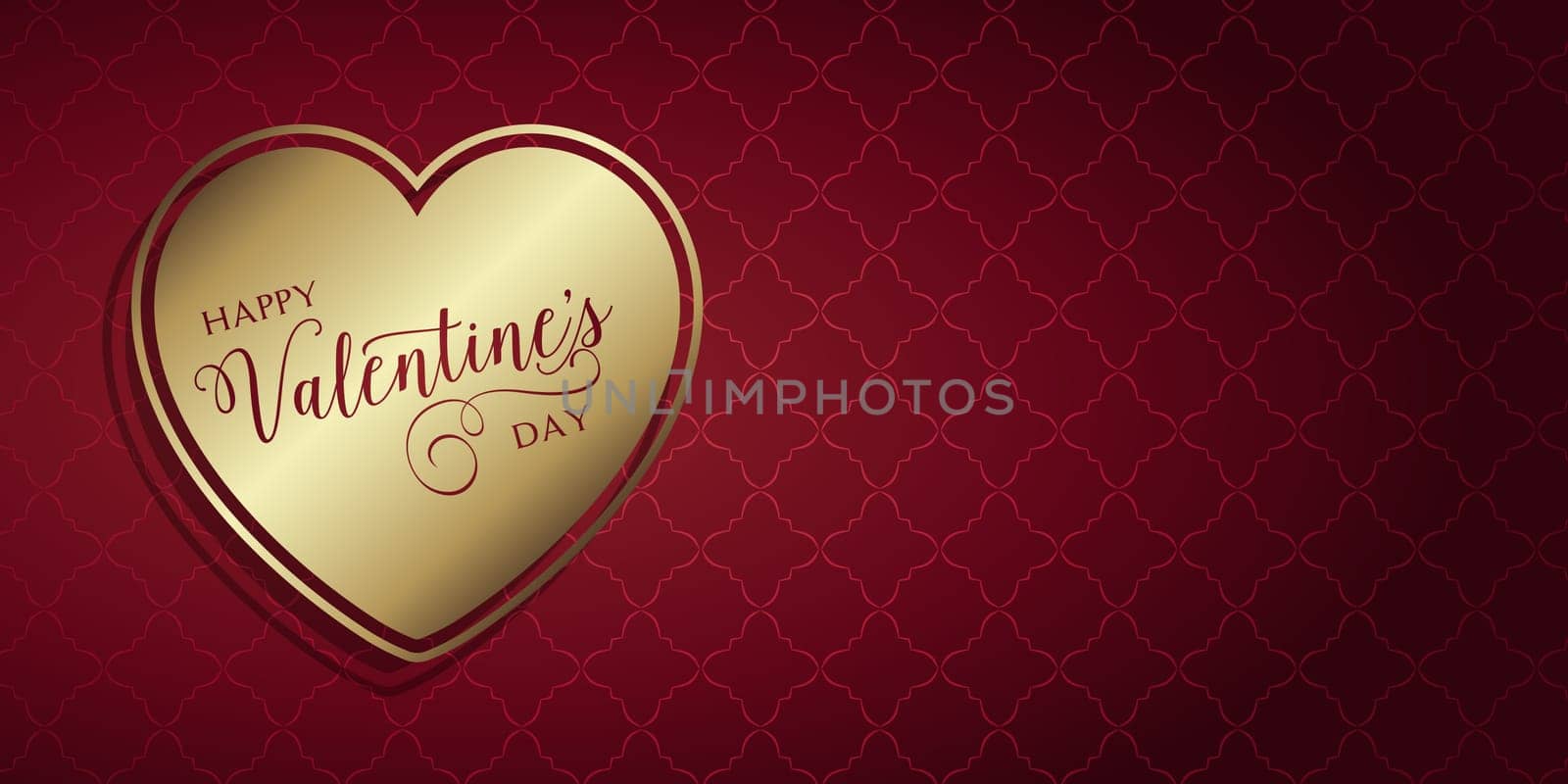Decorative Valentines Day banner with gold heart