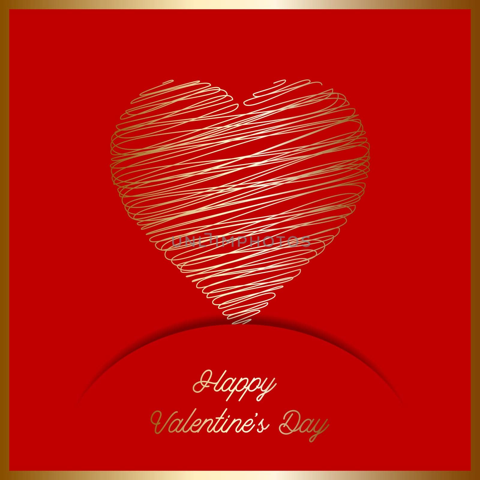 Valentine's Day background with gold scribble heart design