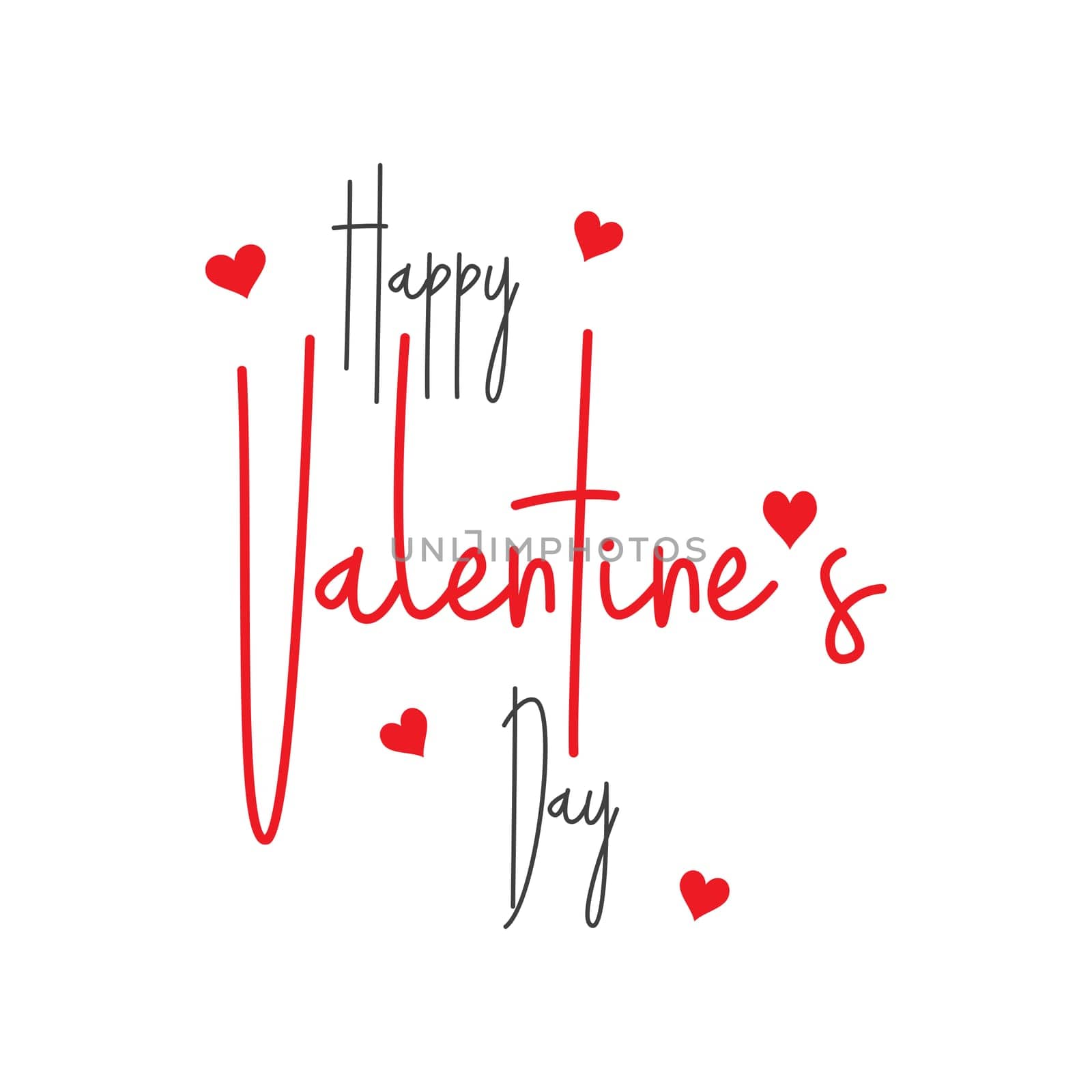 Valentine's Day background with decorative text and hearts