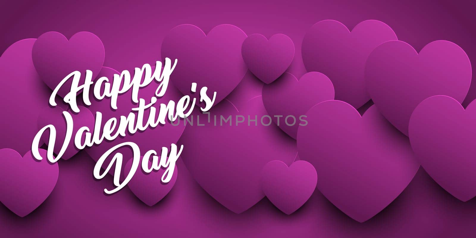 Valentines Day banner with purple hearts design
