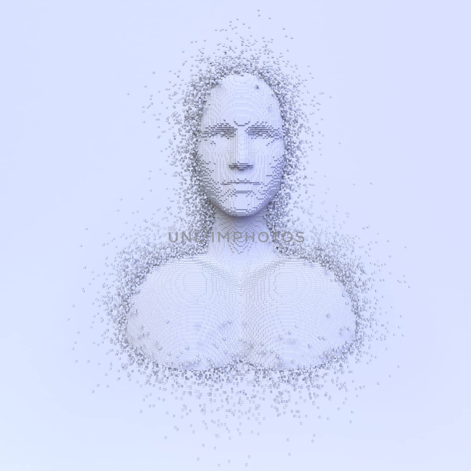 3d render of Abstract voxel human face